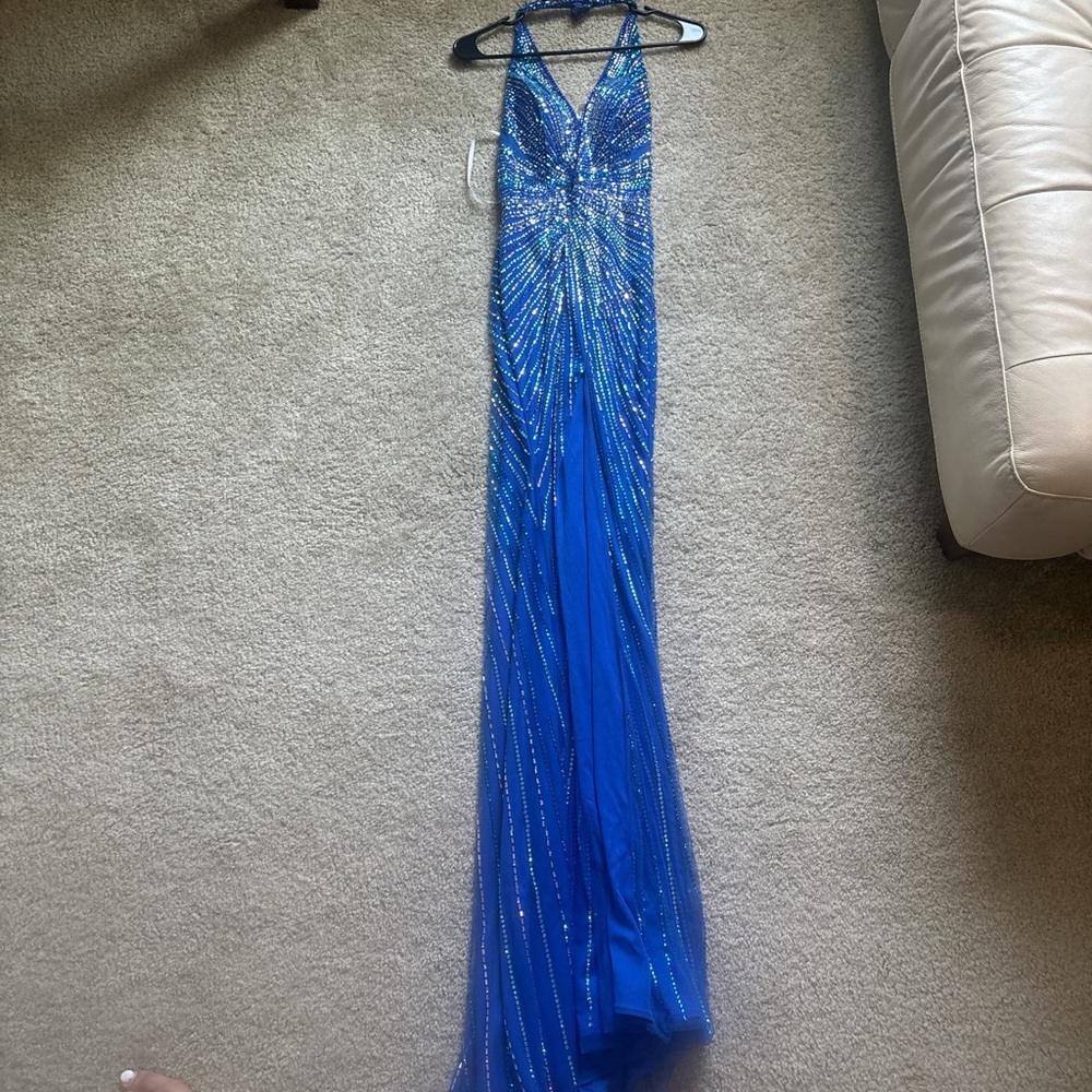 Stunning Blue Gown with Silver Accents